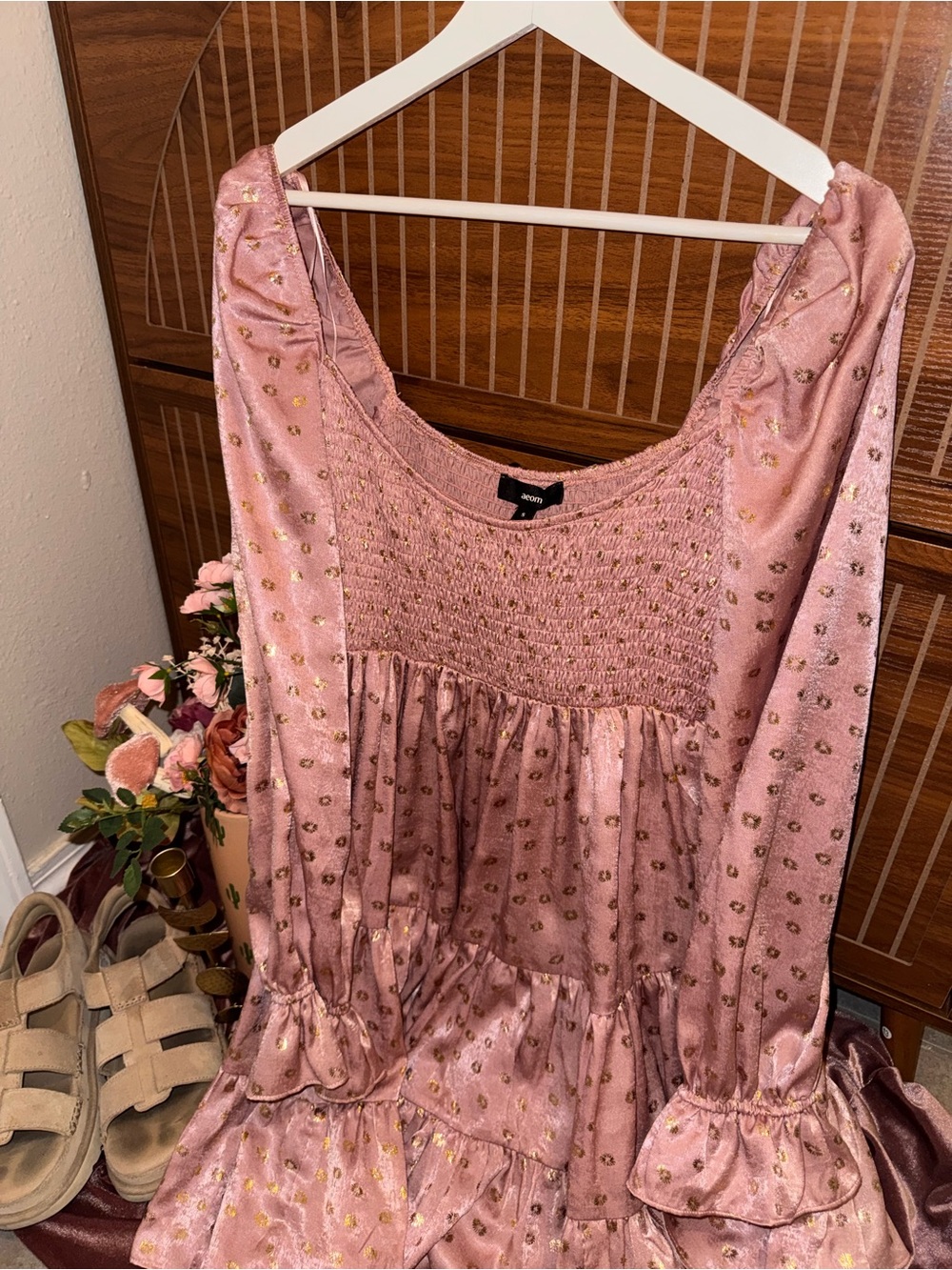 AEOM size Small Pink Ruffle Party Dress Maximalist